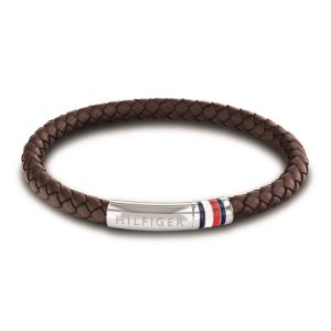 pulsera tommy hilfiger hombre cuero marron trenzado y acero inoxidable 2790402